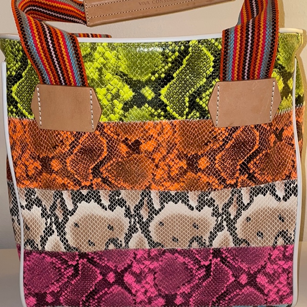 Consuela Multicolor Snakeskin Tote Bag 🩷💚🧡🩵💛